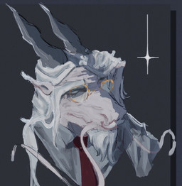 albino anthro beard clothing elderly elderly_male eyes_closed eyewear facial_hair gentleman glasses hair horn male mustache necktie shirt solo topwear wearing_glasses white_hair shiraga_(artist) mythology shiraga dragon mythological_creature mythological_scalie scalie bust_portrait portrait source_request