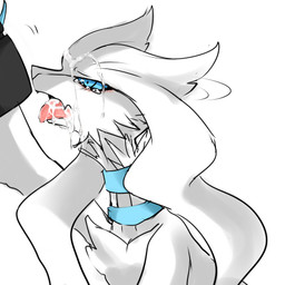 ambiguous_gender blue_eyes bodily_fluids cum cum_on_face female feral fur genital_fluids open_mouth simple_background solo tears tongue tongue_out white_background koyashaka nintendo pokemon generation_5_pokemon legendary_pokemon pokemon_(species) reshiram 1:1 low_res source_request