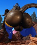 anthro anus backsack balls big_balls big_butt big_penis brand bubble_butt butt clothing erection genitals horn legwear male outside penis puffy_anus solo tail thigh_highs willie_piv fallout microsoft enclaw_(willie_piv) deathclaw scalie 3d_(artwork) 5:6 digital_media_(artwork) hi_res