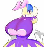 anthro big_breasts blue_body blue_skin blush breasts feather_boa female floating_hands heart_symbol huge_breasts hyper hyper_breasts non-mammal_breasts purple_eyes simple_background solo white_background yellow_body yellow_skin reitounek kirby_(series) nintendo queen_sectonia arthropod bee hymenopteran insect absurd_res hi_res