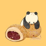 black_body black_nose blush chibi feral food micro sesame_balls simple_background solo white_body shirokumani bear giant_panda mammal 1:1 2021 hi_res