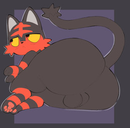 balls big_butt black_background black_balls black_body black_ears black_fur black_nose black_tail blush butt cheek_tuft facial_tuft femboy feral frown fur fur_markings genitals grey_ears huge_butt looking_away lying male markings mouth_closed multicolored_body multicolored_fur on_side pawpads paws pink_pawpads purple_background quadruped rear_view red_body red_fur red_pawpads simple_background solo striped_body striped_fur striped_markings stripes tail thick_thighs tuft two_tone_body two_tone_fur yellow_sclera sushiamazing nintendo pokemon generation_7_pokemon litten pokemon_(species) 2026 digital_media_(artwork)