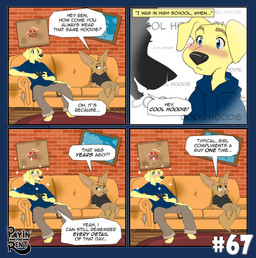 anthro blue_clothing blue_eyes blush clothing controller dialogue flashback furniture game_controller gaming hoodie humor living_room male playing_video_game shirt sitting sofa speech_bubble t-shirt talking_to_another text topwear ariesartist ben_(ariesartist) roger_(ariesartist) bird_dog canid canine canis domestic_dog fennec_fox fox hunting_dog labrador mammal retriever true_fox absurd_res alpha_channel comic english_text hi_res