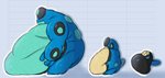 2020 actualblueblu ambiguous_gender amphibian belly belly_on_ground belly_overhang big_belly blue_body chub_(disambiguation) comparing comparing_belly frog frogs generation_5_pokemon group hi_res huge_belly hyper hyper_belly morbidly_obese nintendo obese overweight palpitoad pokemon pokemon_(species) red_eyes seismitoad simple_background size_difference standing struggling toad_(frog) tympole