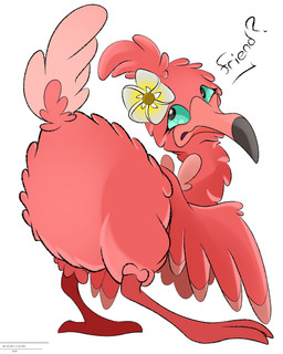 accessory ambiguous_gender avian_butt beak black_tipped_beak butt butt_focus derp_eyes dialogue eyelashes feathered_tail feathers feet feminine feral flower flower_accessory fluffy fluffy_tail green_eyes hair_accessory head_tuft leg_tuft long_neck looking_back male male_feral membrane_(anatomy) neck_tuft pink_beak pink_body pink_butt pink_feathers plant question question_mark raised_tail rear_view red_feet red_legs simple_background solo tail tail_feathers tail_tuft text toes tuft webbed_feet white_background wings zecret_colors game_freak nintendo pokemon pinky_(honchkrow36) avian bird cramorant generation_8_pokemon pokemon_(species) 2025 4:5 absurd_res artist_name colored digital_drawing_(artwork) digital_media_(artwork) english_text hi_res shaded male_(lore)