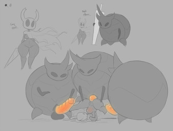 2_horns abdominal_bulge anal anal_penetration anthro anthro_on_anthro anthro_penetrated anthro_penetrating anthro_penetrating_anthro balls big_balls big_penis black_eyes black_penis breasts cloak clothing crossgender empty_eyes eyes_closed featureless_breasts featureless_feet featureless_hands feet female female_penetrated foursome gangbang genitals glowing glowing_genitalia glowing_penis grey_background group group_sex holding_object holding_weapon horn large_penetration larger_male male male/female male_penetrating male_penetrating_female medium_breasts mouthless no_pupils ntf_crossgender orange_penis penetration penis piledriver_position sex simple_background size_difference small_waist smaller_female spread_legs spreading thick_thighs tight_fit weapon wide_hips kilinah hollow_knight_(franchise) team_cherry the_infection_(hollow_knight) the_knight_(hollow_knight) watcher_knight_(hollow_knight) arthropod infected_(species) insect vessel_(species) hi_res multiple_scenes sketch