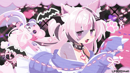 bottomwear choker clothing female hair jewelry necklace pajamas pink_hair plushie skirt solo teddy_bear lp8000mao animal_humanoid cat_humanoid felid felid_humanoid feline feline_humanoid humanoid mammal mammal_humanoid undead zombie 16:9 hi_res widescreen