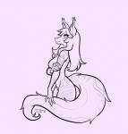 2019 anthro biped breasts canid canine claws digital_media_(artwork) ear_tuft eyelashes eyeshadow facial_markings female fox grin hair happy head_markings lisa_rocha long_hair long_tail looking_at_viewer makeup mammal markings merriberry nude side_boob side_view signature sketch smile solo tail tuft