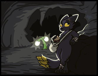 ambiguous_gender anthro arm_support bandage bandaged_arm bandaged_foot black_border blood bodily_fluids border burger cave colored_blood crossed_legs detailed_background dipstick_tail duffel_bag eating eating_food facial_scar feet fingers food fur gauze glowing glowing_plants holding_object horn leaning_on_elbow leaning_on_wall markings nude plant purple_body purple_fur rim_light scar solo stalactite tail tail_markings toes underground unusual_blood unusual_bodily_fluids wounded yellow_blood yellow_body yellow_eyes yellow_fur bizart casualties:_unknown expie_(gunsawian) gunsawian aliasing digital_drawing_(artwork) digital_media_(artwork) hi_res