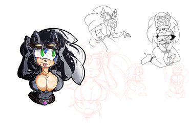 anthro ball_gag belt big_breasts bound breasts captured cleavage clothed clothing crossgender eyewear female gag goggles green_eyes heart_symbol huge_breasts nipples rope smile solo tight_clothing missphase sega sonic_the_hedgehog_(series) sonic_the_hedgehog eulipotyphlan hedgehog mammal digital_media_(artwork) monochrome