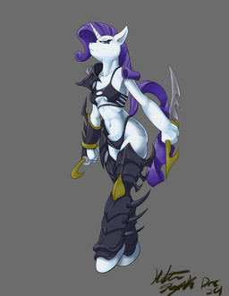 anthro anthrofied armor blue_eyes bra clothing cosplay crossover_cosplay dagger female fur horn melee_weapon panties simple_background solo tail toony unconvincing_armor underwear weapon white_body white_fur hattonslayden friendship_is_magic hasbro my_little_pony mythology warhammer_(franchise) warhammer_40000 lelith_hesperax rarity_(mlp) drukhari equid equine horse mammal mythological_creature mythological_equine pony unicorn 2010 crossover english_description