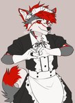 anthro clothing maid_uniform male solo uniform fryv clemthehusky canid canine canis domestic_dog husky mammal nordic_sled_dog spitz hi_res