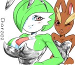 anthro big_breasts black_clothing breasts brown_body brown_fur bunny_costume clothing costume duo eyebrows fake_ears fake_rabbit_ears female flat_chested fur green_body green_hair hair hair_over_eye one_eye_closed red_eyes simple_background smug tan_eyebrows white_background white_body wink char002 nintendo pokemon gardevoir generation_3_pokemon generation_4_pokemon humanoid lopunny pokemon_(species) 2024 digital_drawing_(artwork) digital_media_(artwork)