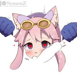 anthro ball_suck balls bodily_fluids clothing cum cum_in_hair disembodied_crotch disembodied_penis emanata eyewear eyewear_on_head fellatio female fur genital_fluids genitals gloves goggles goggles_on_head hair handwear heart_eyes heart_symbol light_penis male oral penile penis pink_body pink_fur pink_hair precum precum_on_head purple_eyes sex simple_background solo sucking white_background young young_female sensen cyberconnect2 little_tail_bronx negative_space_oral_(meme) solatorobo chocolat_gelato canid canine caninu canis domestic_dog mammal pomeranian spitz absurd_res hi_res