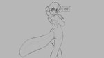 16:9 2019 anthro breasts butt digital_drawing_(artwork) digital_media_(artwork) female genitals grey_background hair hand_on_breast heart_symbol mammal mephitid monochrome nipples nude pictographics pussy simple_background sketch skunk smile solo standing tail watsup widescreen
