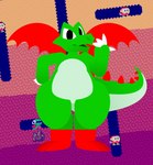 anthro biped featureless_chest featureless_crotch male obese overweight solo tail thick_thighs josh_the_ultra_dimensional_being bandai_namco dig_dug mythology dragon fygar mythological_creature mythological_scalie pooka pooka_(dig_dug) scalie absurd_res hi_res