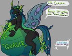 anthro arthropod belly big_belly big_breasts breasts changeling changeling_queen equid equine female female/female friendship_is_magic group hasbro horse itzwooloo mammal my_little_pony onomatopoeia pony predator/prey queen_chrysalis_(mlp) rumbling_stomach sound_effects text vore