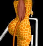 anthro brown_hair butt close-up exercise exercise_equipment female hair long_tail markings rear_view small_tail solo spots spotted_body tail ceya giraffe giraffid mammal 2d_animation animated frame_by_frame loop