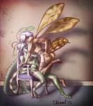 4_arms antennae_(anatomy) anthro areola arthropod_abdomen breasts butt butt_grab chair clothing detailed_background duo erect_nipples female female/female furniture green_eyes hair hand_on_butt insect_wings lapdance leg_between_thighs legwear lingerie mohawk multi_arm multi_limb navel nipple_piercing nipples non-mammal_breasts nude piercing sitting small_breasts smile stockings thigh_highs wings chirasul arsenia karine_(chirasul) antlion arthropod insect lepidopteran moth mutt_moth threadwing_antlion 2015 digital_media_(artwork) hi_res signature