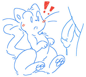 ambiguous_focus ambiguous_gender balls blush duo exclamation_point faceless_character faceless_human faceless_male feet feral fur genitals hair hindpaw humanoid_genitalia humanoid_penis male male/ambiguous pawpads paws penis simple_background sitting solo_focus white_background backsash domestic_cat felid feline felis human mammal 2020 digital_media_(artwork) sketch