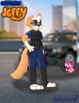 3_toes anthro blood blush bodily_fluids boyfriend/boyfriend clothing duo e_body electronics eyewear feet fur gun heart_eyes heart_symbol love magazine_(gun) male male/male nosebleed orange_body orange_fur pawpads pink_body pink_fur police police_officer police_uniform ranged_weapon sunglasses toeless_legwear toes topwear uniform vest walkie-talkie weapon pepto_heeler_(artist) jeffy_heeler border_collie canid canine canis cattledog collie domestic_dog herding_dog mammal mixed_breed pastoral_dog sheepdog absurd_res hi_res