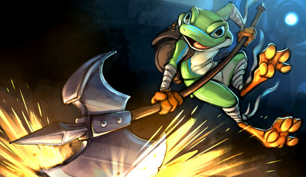 4_fingers 4_toes ambiguous_gender attack axe backpack bandage blue_eyes feet fight fingers holding_object holding_weapon melee_weapon moon mostly_nude night open_mouth open_smile outside pawpads paws semi-anthro smile solo three-quarter_view toes weapon carrot_(artist) amphibian frog 2019 absurd_res digital_drawing_(artwork) digital_media_(artwork) hi_res