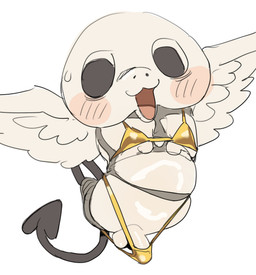 bikini blush bodily_fluids clothing genitals gold_bikini gold_swimwear kogane_(jujutsu_kaisen) lingerie male penis simple_background solo spade_tail sweat swimwear tail tight_clothing toony two-piece_swimsuit wings rinrin_(pixiv) golden_week jujutsu_kaisen cursed_spirit_(jujutsu_kaisen) hi_res