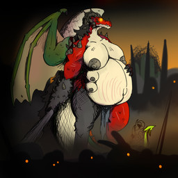 anthro army belly breasts female horn hyper hyper_pregnancy multi_breast pregnant solo vwpologt dungeons_and_dragons hasbro mayternity_2026 mythology wizards_of_the_coast dragon hybrid monster mythological_creature mythological_scalie scalie 1:1 hi_res