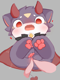2_horns ambiguous_feral ambiguous_gender cape cheek_tuft clothing facial_tuft female feral genitals grey_background grey_body horn humanoid_genitalia humanoid_vulva open_mouth pawpads red_eyes red_horn simple_background solo spade_tail spiral spiral_eyes tail tentacles tongue tuft vulva white_body kaenz pleasant_goat_and_big_big_wolf xiaomo_(character) demon felid feline mammal absurd_res hi_res