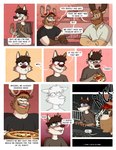 anthro arm_hair beard blush body_hair brown_hair canid canine canis chest_hair clothing comic cracking_joints date deer derp_eyes dialogue embarrassed eyewear facial_hair food furniture glasses group hair hat headgear headwear hi_res leo_(nardodraws) male mammal moose nardodraws nervous new_world_deer night open_mouth open_smile pizza plant rodney_(nardodraws) shirt shrub sitting smile speech_bubble spiral_eyes table thought_bubble tom_(nardodraws) topwear tree wolf