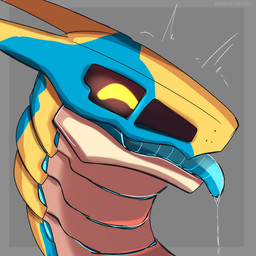ambiguous_form ambiguous_gender blue_tongue bodily_fluids glowing glowing_eyes grey_background saliva saliva_on_tongue saliva_string simple_background smile solo tongue tongue_out yellow_eyes webberthederg andr3w_(thatman_23) scalie synth_(vader-san) 1:1 2025 headshot_portrait hi_res icon portrait