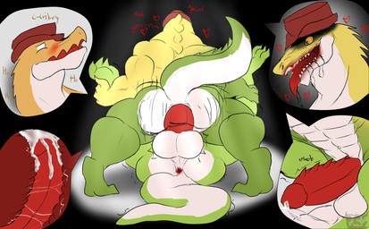 abs amazon_position anal anal_fluids anal_penetration anthro anus balls barazoku big_muscles big_power_bottom blood blood_in_mouth blood_on_face blush bodily_fluids candy clothing cowboy_hat crazy_eyes cum cum_drip cum_in_ass cum_inside cum_on_belly cum_on_body cum_on_partner dessert dialogue dominant dripping drooling duo eye_contact fangs food genital_fluids genitals green_body green_tail growling gummy_(food) hat hat_only headgear headgear_only headwear headwear_only heart_symbol holding_both_legs humanoid_genitalia humanoid_penis larger_anthro larger_dom larger_male larger_penetrated looking_at_another looking_at_partner lying lying_on_ground male male/male male_penetrated moan mostly_nude mostly_nude_anthro mostly_nude_male multicolored_body muscular muscular_anthro muscular_male navel no_irises no_pupils on_back on_ground open_mouth penetration penile penile_penetration penis penis_in_ass power_bottom pupils raised_tail red_penis saliva selfcest sex shadowed_eyes simple_background size_difference slit_pupils small_top_big_bottom spiked_penis spikes spikes_(anatomy) square_crossover tail teeth text thick_thighs throbbing throbbing_penis tongue tongue_out two_tone_tail white_balls white_body white_eyes white_tail yellow_body yellow_eyes daikuhiroshiama glitch_productions the_amazing_digital_circus evil_gummigoo_(tadc) gummigoo_(tadc) alligatorid crocodilian food_creature gummy_creature living_candy reptile scalie 2026 english_text hi_res