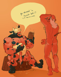 anthro bodily_fluids duo genital_fluids inviting_to_sex lactating male male/male milk musclegut muscular muscular_male pecs precum teats udder_lactation udder_milking udders claybull nintendo pokemon animal_humanoid bovid bovid_humanoid bovine bovine_humanoid caprine cattle_humanoid flaaffy generation_2_pokemon humanoid mammal mammal_humanoid miltank pokemon_(species) sheep 4:5 hi_res