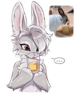anthro cheek_tuft container cup eyelashes facial_tuft female fluffy fur grey_body grey_fur hair holding_container holding_cup holding_object nude pink_nose short_hair simple_background solo tongue tongue_out tuft white_background yellow_eyes 3rdperson_iz lagomorph leporid mammal rabbit colored digital_drawing_(artwork) digital_media_(artwork) hi_res reference_image shaded
