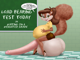 anthro backsack balls big_balls big_breasts big_penis biped breasts brown_eyes brown_hair buckteeth chalkboard checkered checkered_floor classroom clothing copyright_symbol dialogue erection eyewear genitals glasses gynomorph hair huge_balls huge_breasts huge_penis humanoid_genitalia humanoid_penis hyper hyper_balls hyper_breasts hyper_genitalia hyper_penis information_board intersex long_hair looking_at_viewer nipple_outline open_mouth penis pink_nose ponytail raised_tail school sitting_on_balls solo symbol tail talking_to_viewer teacher teeth text vein veiny_penis doug_winger mammal rodent sciurid tree_squirrel 2008 4:3 english_text
