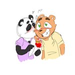 anthro biped black_body black_nose blush clothing duo eyes_closed flower heart_eyes heart_symbol kissing plant shirt simple_background topwear white_body sciaecallo unicorn_wars pandi_(unicorn_wars) sonrisas_(unicorn_wars) bear giant_panda mammal 1:1 2023 hi_res