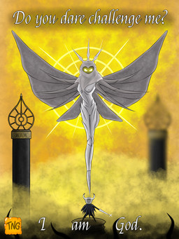 ambiguous_gender anthro dialogue duo female nude tentacles text the_nameless_guy hollow_knight_(franchise) team_cherry radiance_(hollow_knight) the_knight_(hollow_knight) arthropod deity insect lepidopteran moth vessel_(species) 3:4 english_text hi_res