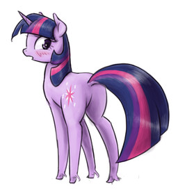 blush cutie_mark female feral fetlocks fur highlights_(coloring) hooves horn looking_at_viewer open_mouth pink_highlights purple_body purple_eyes purple_fur purple_highlights rear_view simple_background solo unguligrade white_background king-kakapo friendship_is_magic hasbro my_little_pony mythology twilight_sparkle_(mlp) equid equine mammal mythological_creature mythological_equine unicorn