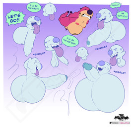 anthro balls big_balls big_penis bound foreskin fur genitals glans group hair huge_balls huge_penis humanoid_genitalia humanoid_penis hyper hyper_balls hyper_genitalia hyper_penis male penis pink_body pink_fur pink_hair purple_nose thewilldpink jeffrey_taggart ghost hyena mammal spirit hi_res watermark