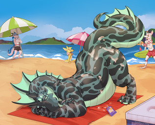 anthro ass_up athletic athletic_anthro athletic_male beach beach_towel beach_umbrella blue_body blush clothed clothing countershade_face countershade_tail countershade_torso countershading dessert feral food fur green_eyes group horn ice_cream male male_anthro male_feral nude nude_anthro nude_male outside overweight overweight_feral overweight_male parasol red_body red_fur standing sunscreen surfboard swimming_trunks swimwear tail teal_body teal_eyes topless topless_anthro topless_male towel white_body white_fur yellow_body yellow_fur mintyderg mythology nintendo pokemon ivan_(xivna) kawa_(drakawa) minty_(mintyderg) tiesci aquatic aquatic_dragon dragon eeveelution generation_1_pokemon jolteon mythological_creature mythological_scalie pokemon_(species) scalie 2021 absurd_res hi_res