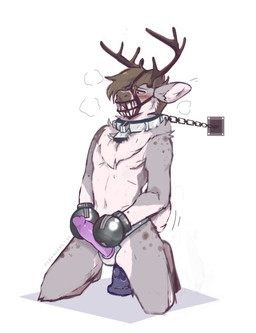 anal anal_penetration anthro antlers aroused aroused_male blush bondage_gear bondage_gloves bound chain chain_leash chained chained_collar chained_to_wall chastity_belt chastity_belt_only chastity_cage chastity_device chastity_device_only clothing collar dildo dildo_in_ass dildo_insertion dildo_sitting embarrased_horny erection gloves handwear horn kneeling leash male male_wearing_chastity male_wearing_strapon metal metal_chastity_cage metal_collar mitts muzzle_(object) nude object_in_ass penetration phantom_masturbation sex_toy sex_toy_in_ass sex_toy_insertion simple_background solo strapon strapon_masturbation strapon_over_chastity strapon_over_chastity_belt wearing_chastity_belt wearing_chastity_device white_background wire_basket_muzzle pcraxkers cake_(pointeightcake) deer mammal new_world_deer reindeer hi_res signature