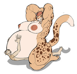 anthro anthro_on_anthro belly belly_rub belly_worship biceps big_belly big_breasts body_worship breasts brown_spots duo female fur hair hand_on_belly huge_belly hyper hyper_belly hyper_pregnancy larger_female male male/female markings muscular muscular_female nipples nude pregnant pregnant_sex sex size_difference smaller_male spots spotted_body spotted_fur tail ritts griselda felid leopard mammal pantherine