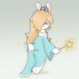 anthro blonde_hair blue_clothing blue_dress blue_eyes closed_smile clothed clothed_anthro clothed_female clothing crown dress featureless_legs female female_anthro fur gem grey_background hair hair_over_eye half-closed_eyes headgear holding_object holding_wand light long_ears long_hair mouth_closed narrowed_eyes noseless right-handed ruby_(gem) sapphire_(gem) scut_tail short_tail simple_background smile solo star_(shape) tail tan_eyelids tan_inner_ear walking wand white_body white_fur white_tail peypey_mei1925 mario_bros mario_plus_rabbids_sparks_of_hope nintendo raving_rabbids rayman_(series) ubisoft rabbid_rosalina lagomorph mammal rabbid 1:1 2025 colored crossover digital_drawing_(artwork) digital_media_(artwork) english_description full-length_portrait hi_res lighting portrait shaded