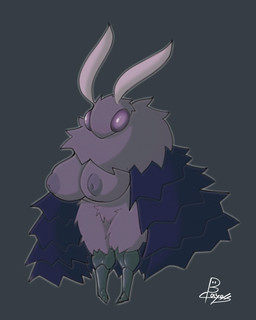 antennae_(anatomy) anthro areola big_breasts biped breasts female fur neck_tuft nipples non-mammal_breasts non-mammal_nipples solo standing tuft bayonet_(artist) hollow_knight_(franchise) team_cherry seer_(hollow_knight) arthropod insect lepidopteran moth 2025 4:5 absurd_res hi_res signature