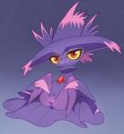 anus blush female genitals looking_at_viewer not_furry presenting pussy red_eyes solo yellow_sclera masterploxy nintendo pokemon generation_4_pokemon mismagius pokemon_(species) spirit