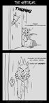 anthro axe dialogue door doorknob duo knife male melee_weapon necktie text weapon letodoesart here's_johnny_(meme) stephen_king_(copyright) the_shining leto_(letodoesart) canid canine fox mammal 2020 english_text greyscale hi_res monochrome