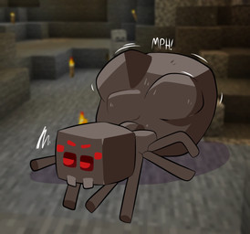 6_eyes abdomen_vore abdominal_bulge ambiguous_gender ambiguous_pred belly big_belly cave feral feral_pred grey_body motion_lines muffled multi_arm multi_eye multi_limb red_eyes screencap screencap_background solo_focus teeth torch unseen_prey unusual_vore vore vowelless vowelless_vocalization pawplants microsoft minecraft mojang xbox_game_studios arachnid arthropod skeleton_(minecraft) spider spider_(minecraft) 2022 absurd_res digital_media_(artwork) hi_res