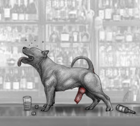 animal_genitalia animal_penis anus bar canine_genitalia canine_penis drunk erection eyes_closed feral genitals knot male multi_nipple muscular muscular_feral muscular_male nipples penis raised_tail realistic_feral solo substance_intoxication tail tongue tongue_out darkmare canid canine canis domestic_dog mammal pit_bull
