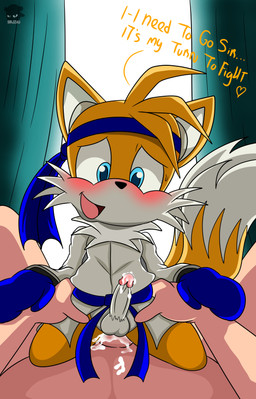 2_tails accessory age_difference anal anal_penetration anthro anthro_penetrated balls black_outline blue_clothing blue_eyes blue_gloves blue_handwear blue_headband blush bodily_fluids clothing cowgirl_position cum cum_in_ass cum_inside dialogue duo erection eye_contact faceless_character faceless_male first_person_view fluffy fluffy_tail from_front_position fur genital_fluids genitals gloves hands_on_arms hands_on_legs handwear headband heart_after_text human_on_anthro human_penetrating human_penetrating_anthro human_pov humanoid_genitalia humanoid_penis interspecies keikogi kneeling kneeling_on_another kneeling_sex looking_at_another looking_at_partner looking_at_viewer male male/male male_on_anthro male_on_human male_pov martial_arts_uniform multi_tail nervous nervous_smile on_bottom on_top open_mouth outline penetrating_pov penetration penile penile_penetration penis penis_in_ass precum sex shota sportswear stealth_sex sweat tail talking_to_viewer text white_body white_fur yellow_body yellow_fur young young_anthro young_male younger_male sirjzau mario_and_sonic_at_the_olympic_games nintendo nintendo_switch sega sonic_the_hedgehog_(series) anon miles_prower canid canine fox human mammal 2021 absurd_res digital_drawing_(artwork) digital_media_(artwork) english_text hi_res