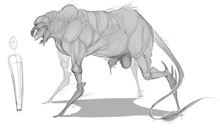 balls fangs feral genitals grotesque male nightmare_fuel penis quills_(anatomy) simple_background solo teeth vein what what_has_science_done white_background why wrinkles enookie monster digital_media_(artwork) greyscale monochrome sketch source_request